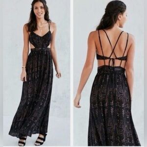 ECOTE Hannah Geometric Cutout Strappy Back Maxi Dress, Size 2